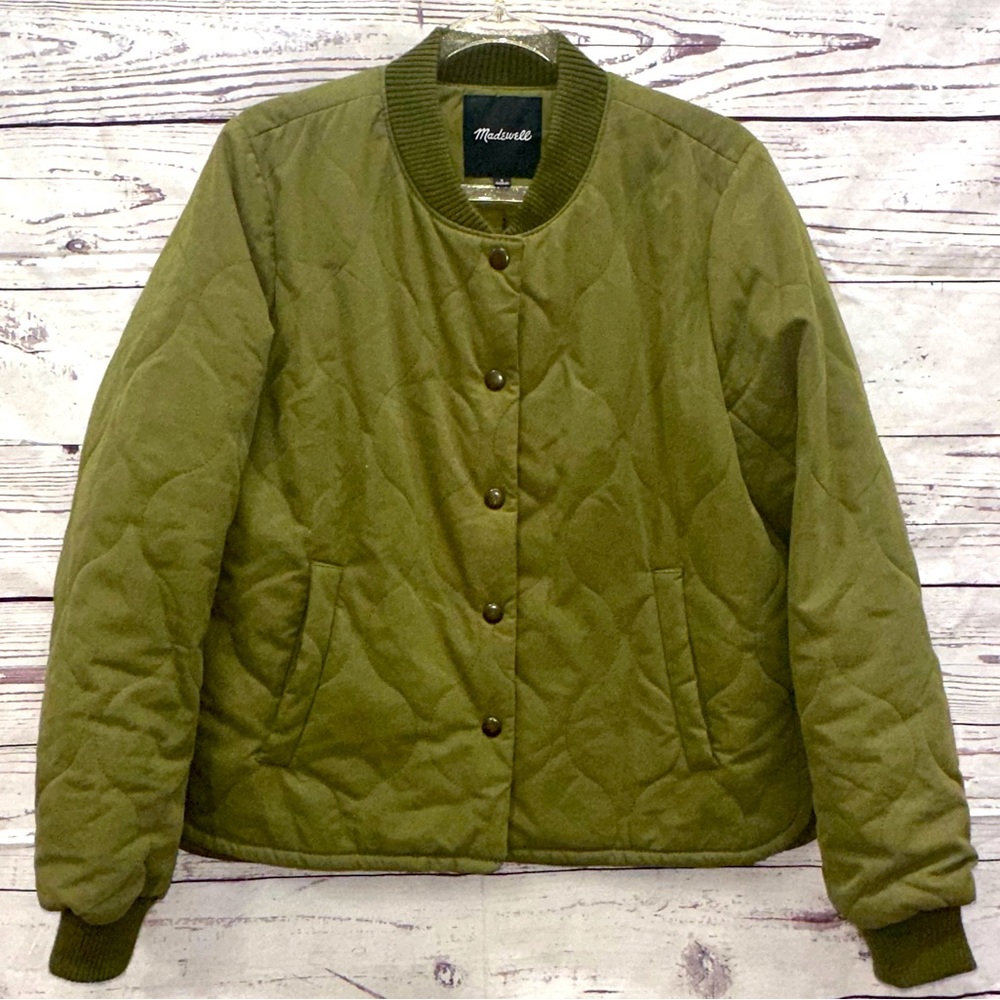 Madewell Olive Quilted Military Jacket Size Small